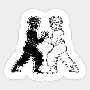 children facing each other Sticker